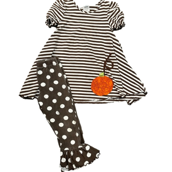 Peaches 'N Cream Other - Peaches 'n Cream brown striped pumpkin set sz 4